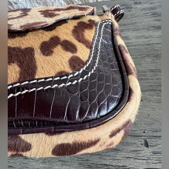 Vintage Valentino Leopard Print Pony Hair Shoulder Bag - Picture 9 of 14